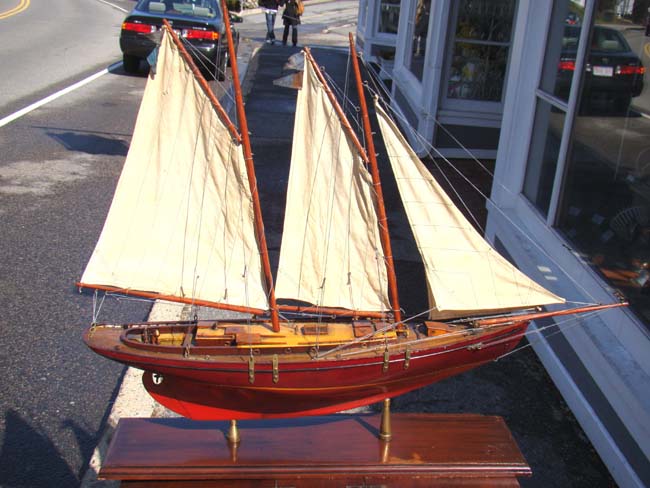 A highly detailed Antique Pond Model of a two-masted  Schooner circa 1935